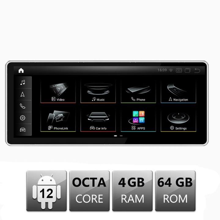 Sistem multimedia auto Android, EDONAV, pentru Audi Q7 MMI2G 2005-2008, 4GB RAM, 64GB stocare, 10.25", 1920x720