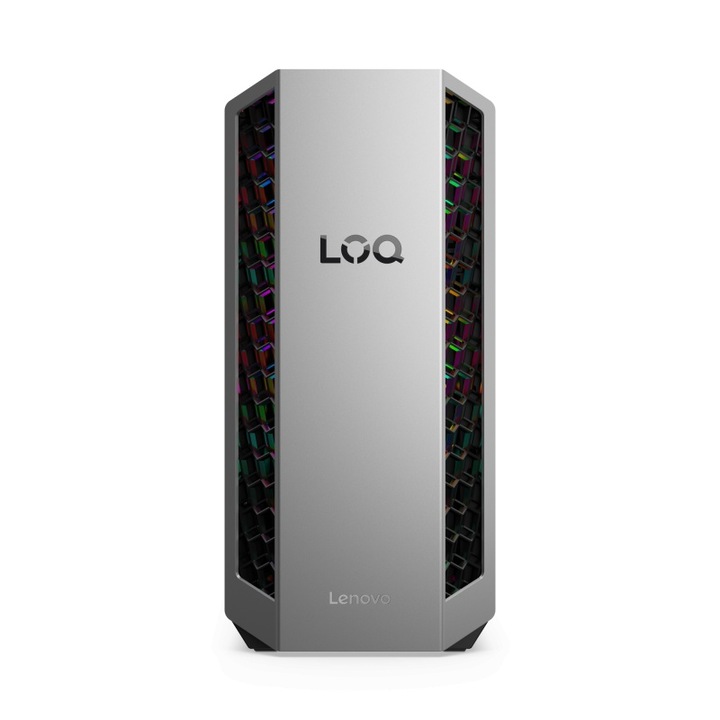 Настолен гейминг компютър Lenovo LOQ Tower 26ADR10, AMD Ryzen™ 7 8745HX (8C / 16T, 3.6 / 5.1GHz, 8MB L2 / 32MB L3), видео NVIDIA® GeForce RTX™ 5060 Ti 16GB GDDR7, RAM 2x 16GB SODIMM DDR5-5200, два SODIMM слота DDR5, двуканален, до 64GB DDR5-5200, 1x