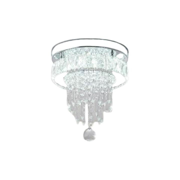 Candelabru din cristal K9 cu LED, sticla inoxidabila, Diametru 25cm, Alb rece, 20 W LED