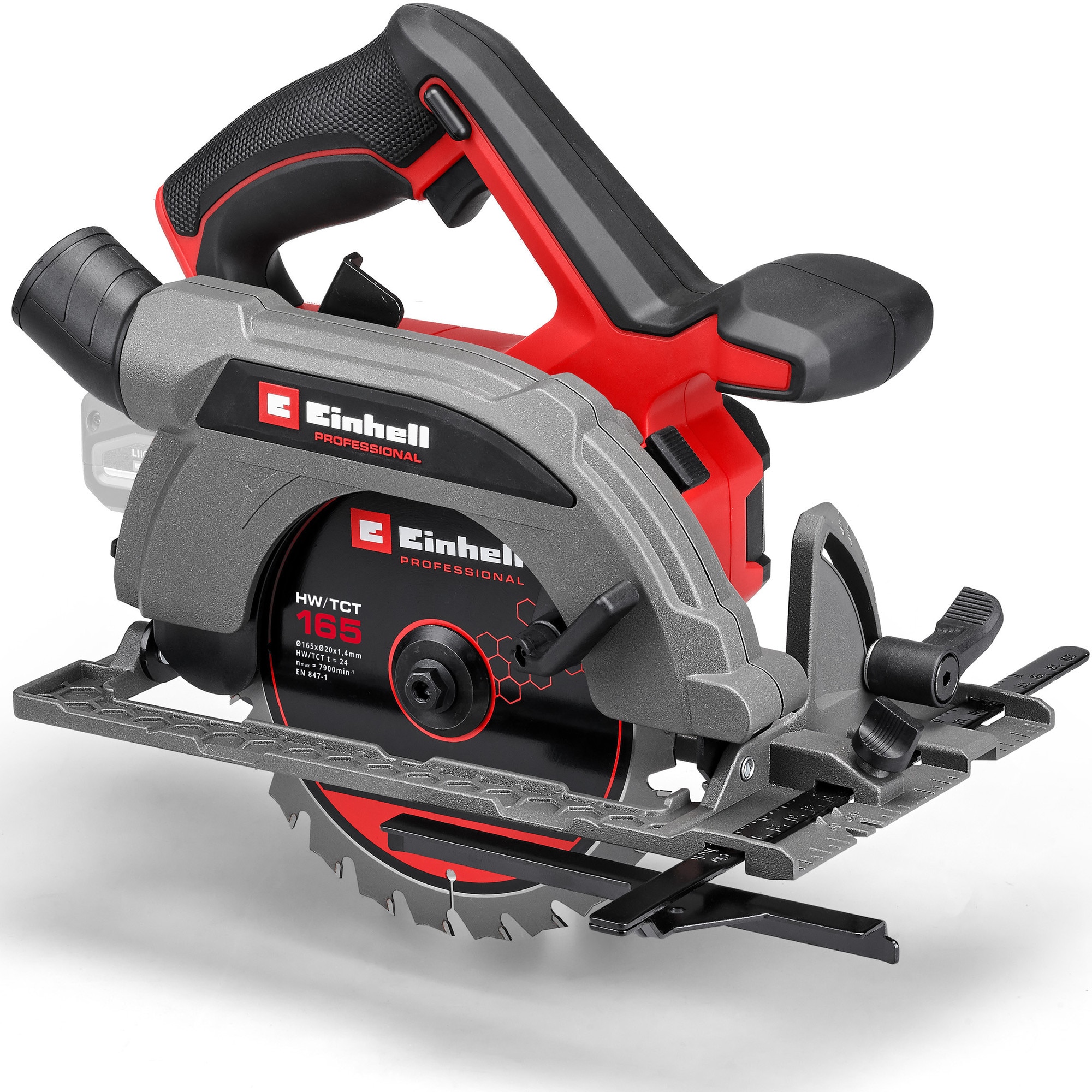 Fierastrau circular pe acumulator Einhell Professional TP-CS 18/165 Li-i BL - Solo Power X-Change, 18 V, motor fara perii, lama Ø 165 mm, reglare unghi de taiere fara unelte, fara