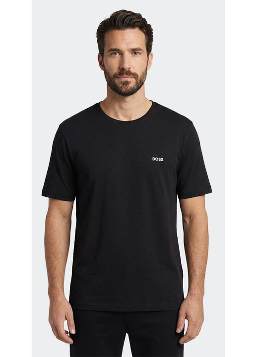 Tricou barbati, BOSS, Mix&Match, culoare neagra, bumbac