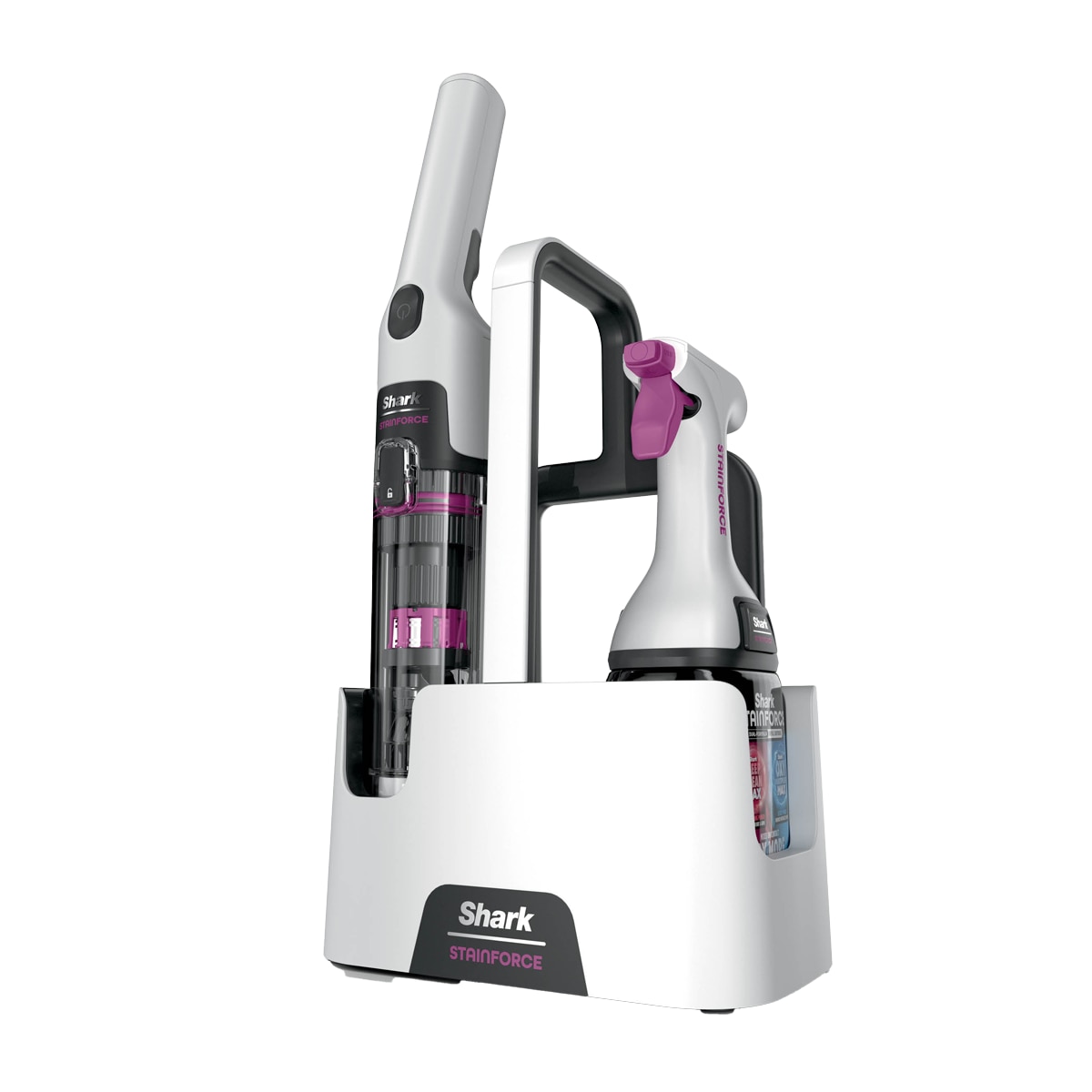Aparat portabil de curatat pete StainForce Shark HX100EU, pentru covoare, tapițerie, saltele si interior auto, aspirare umeda, sistem spray-extractie pentru pete dificile, rezervor 0,14 L, putere 100 W