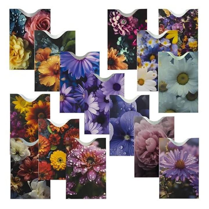 Set 15 huse RFID pentru carduri, Boxiki Travel, multicolor, 5.8x2.5x0.1cm