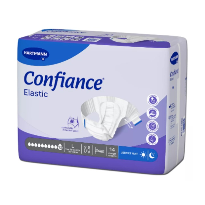 Rugalmas pelenkák CONFIDENCE 10G L méretű 14 darabos csomag komplett cserélhető (F/N)