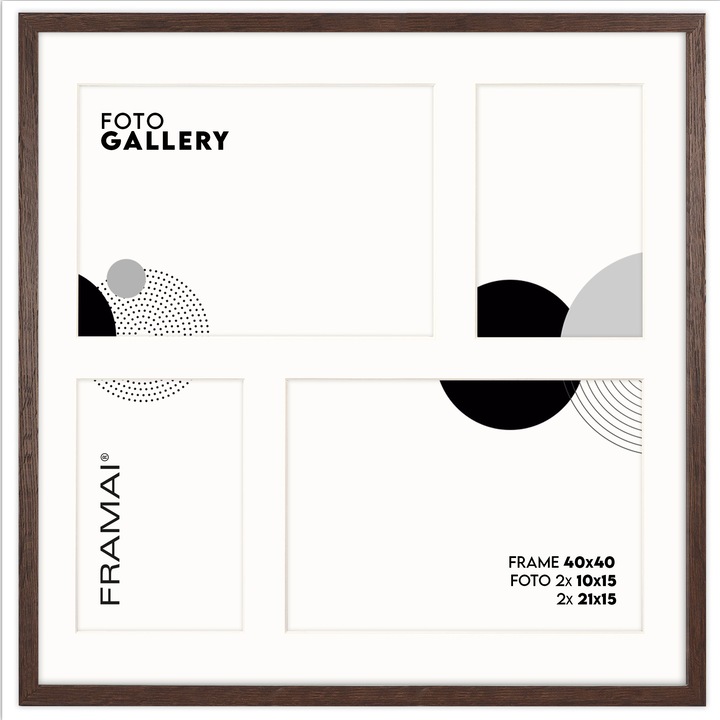 Galerie foto set 4 poze, Framai, 40x40 cm, MDF ecologic, culoare brown