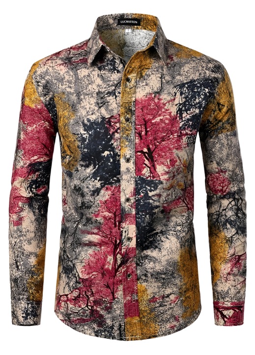 Férfi lenvászon ing, elegáns, sokszínű, S INTL