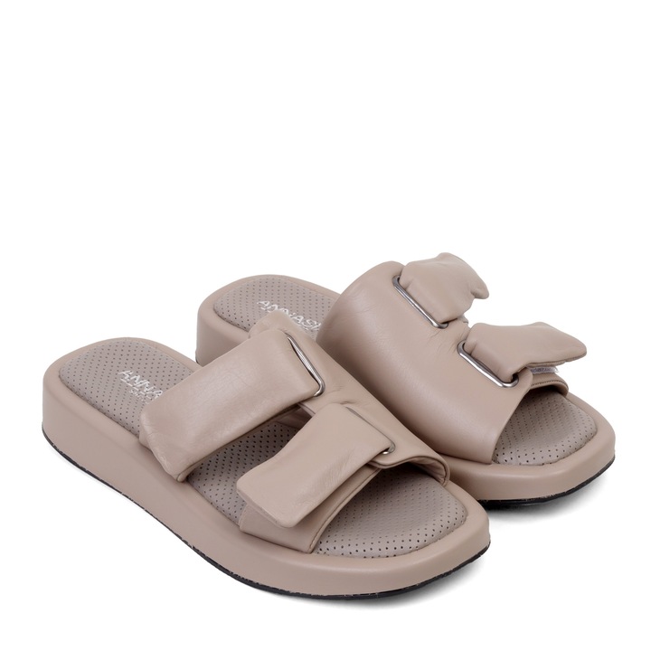 Slapi SALMA - piele naturala bej, Bej, 39