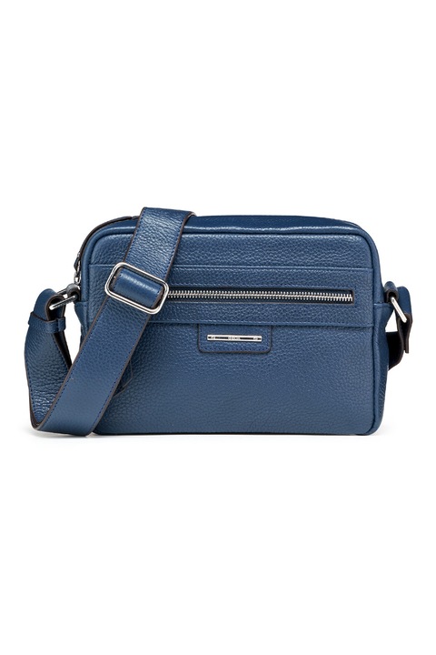Geox, Geanta crossbody din piele Blandine, Albastru inchis