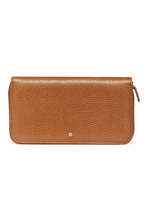 Geox, Portofel din piele cu fermoar, Portocaliu persan, Portocaliu stins