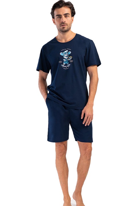 Pijamale barbati Vienetta Man, model Surf Mouse, Bleumarin