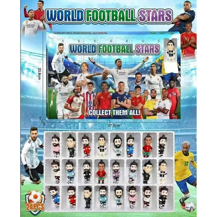 Calendar Advent Fotbal, 24 Figurine Mini, Set pentru Copii 3+, Multicolor