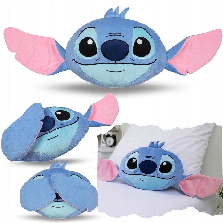 Perna decorativa 3D Stitch, Disney, fleece moale, dimensiune 31x41 cm, certificare OEKO-TEX