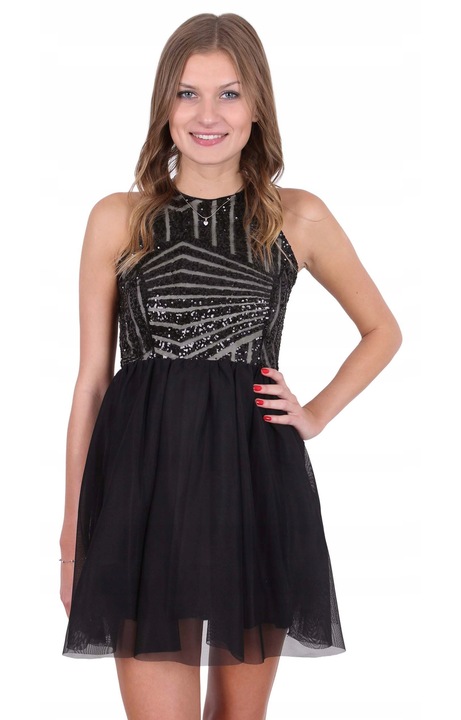 Rochie Mini, Negru, Poliester, Nylon, XL INTL