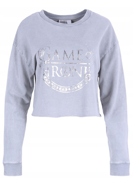 Bluza scurta dama sarcia.eu Game Of Thrones, textil, gri, material moale, maneca lunga, logo argintiu, S INTL