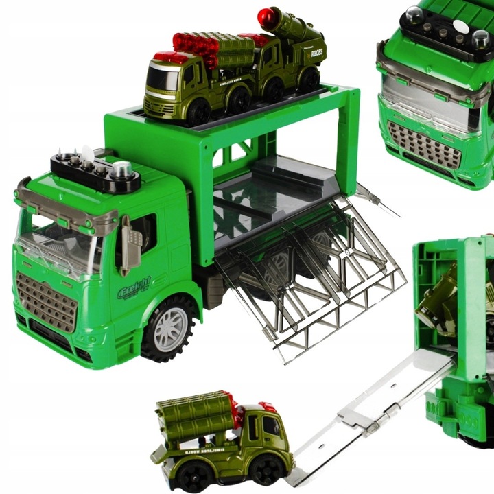 Camion de Tractari Verde MEGA CREATIVE, Scara 1:14, Functie Pull&Back, Efecte Sonore, Dimensiuni 28x15x12cm