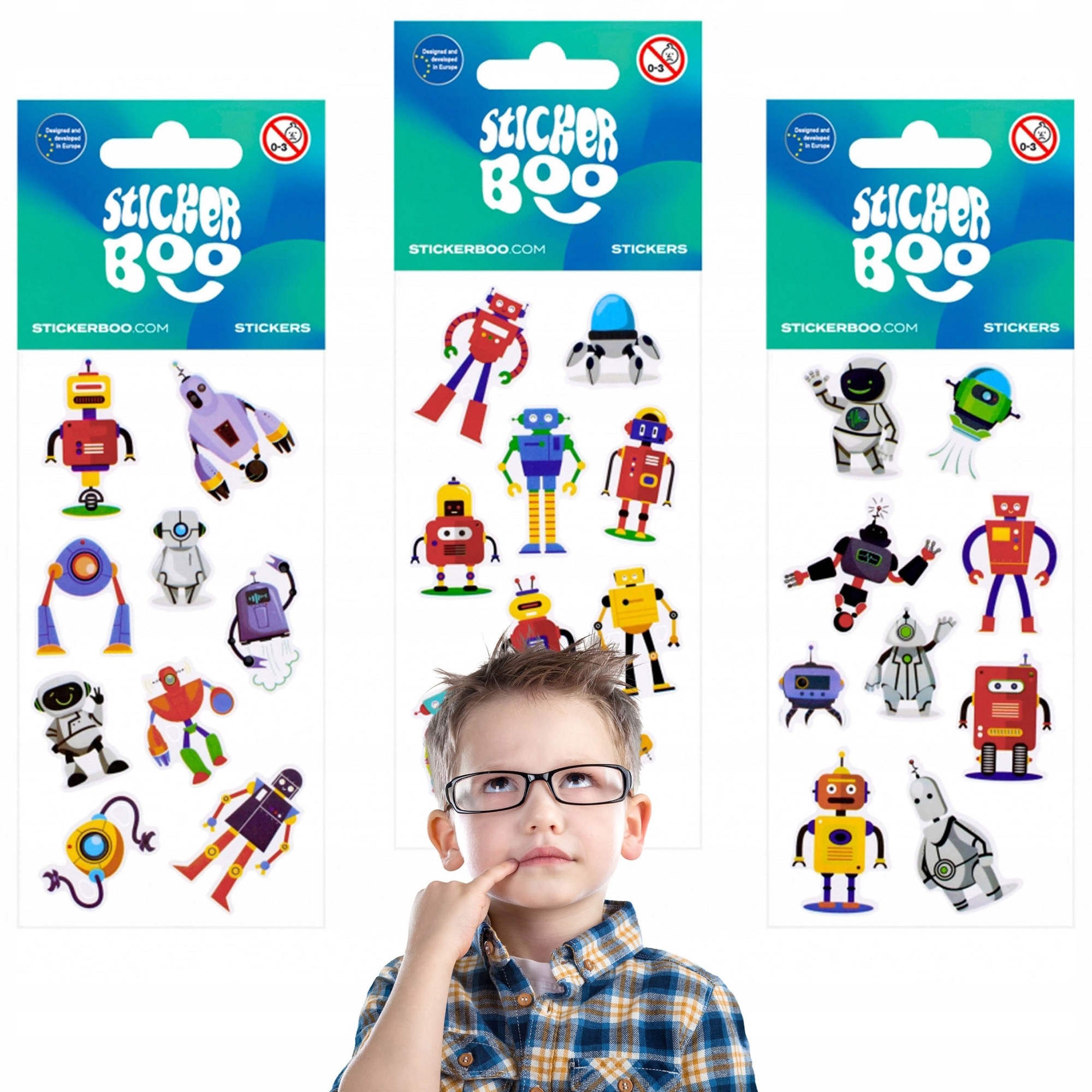 Set Autocolante Copii Roboti Sticker Boo, 3 Pachete, Rezistente ...