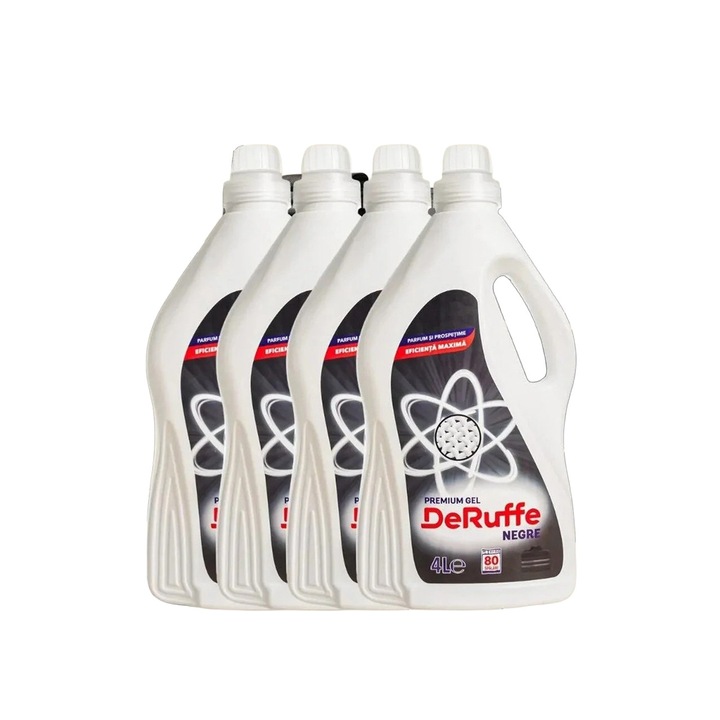 Set detergent universale, Fabrica de Detergent, DeRuffe Black, 4x4L, lichid, 60 spalari