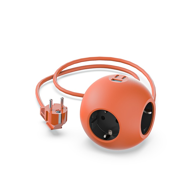 Stație de încărcare 6 în 1 ChargeProX, 3 prize AC + 2 porturi USB-C + 1 port USB-A, incastrat, 25W, alb