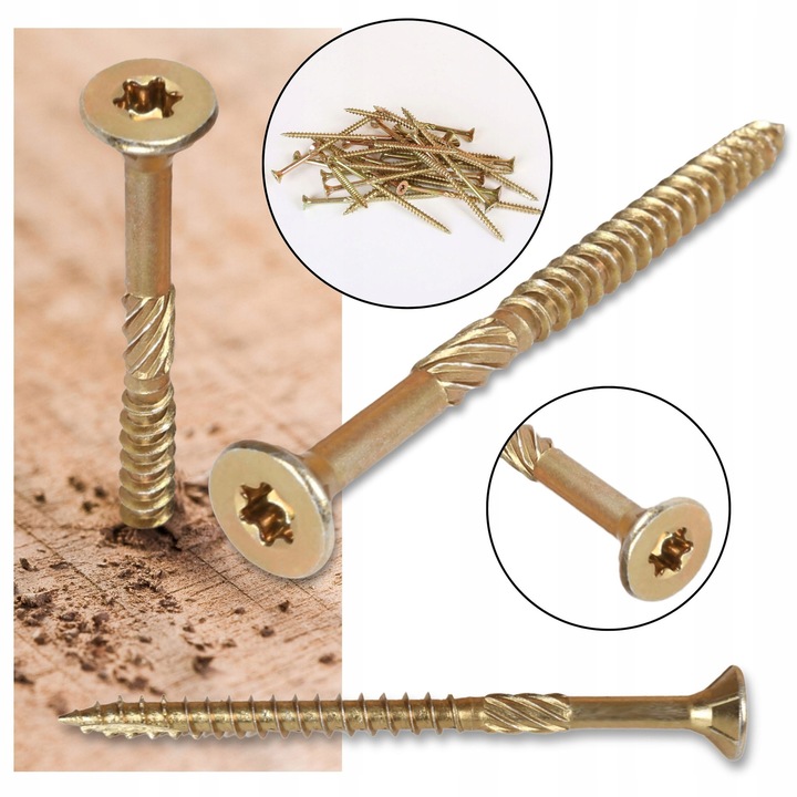 Surub calit cu cap conic, locas TX, zincat galben, 4x50/30mm, set 50 bucati