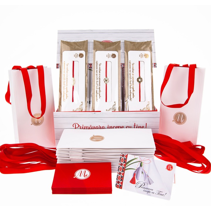 Box Martisoare 12 buc. - Bratara Red Gold Plated - Iris Gold