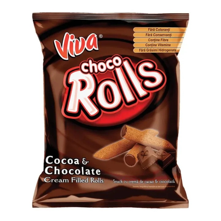 Viva Choco Rolls - Snacks cu crema de cacao si ciocolata 100g