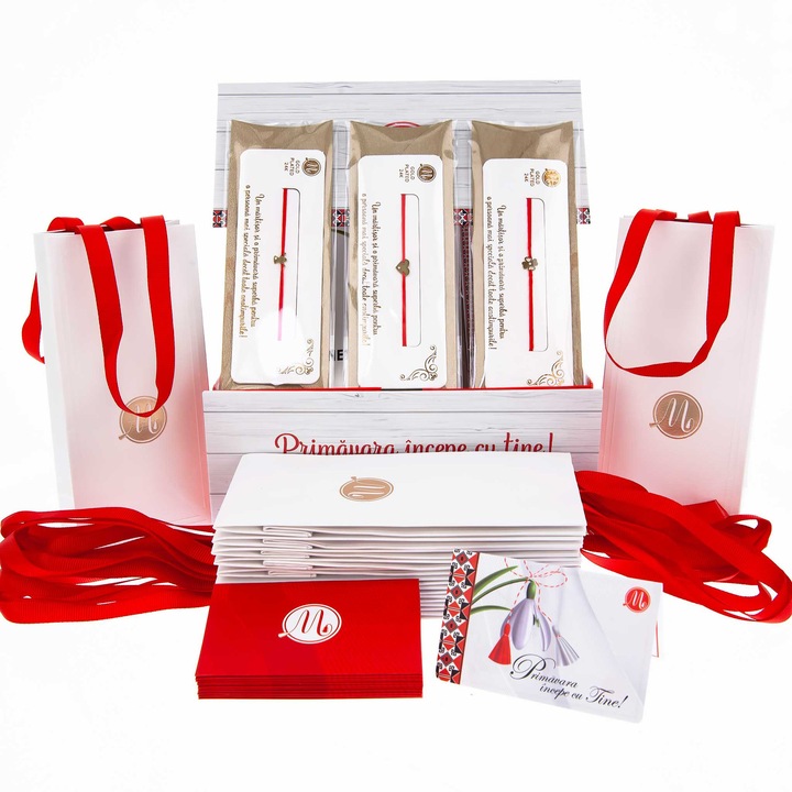 Box Martisoare 12 buc. - Bratara Red Gold Plated Little