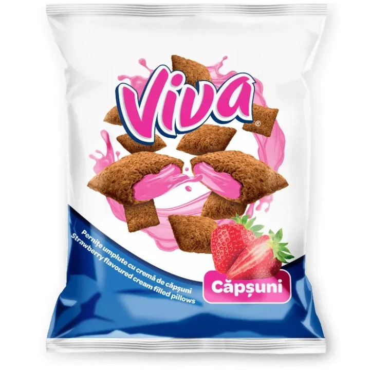 VIVA Pernite umplute cu crema de capsuni 200g