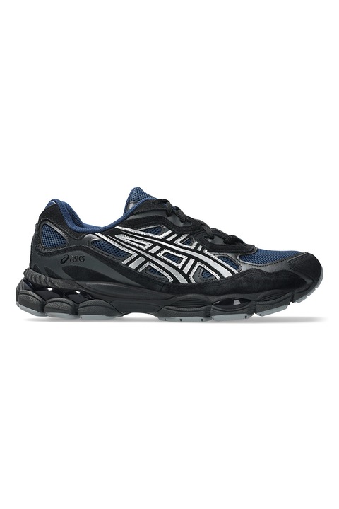 Asics, GEL-NYC Concrete nyersbőr és műbőr sneaker, Fekete/Olajkék