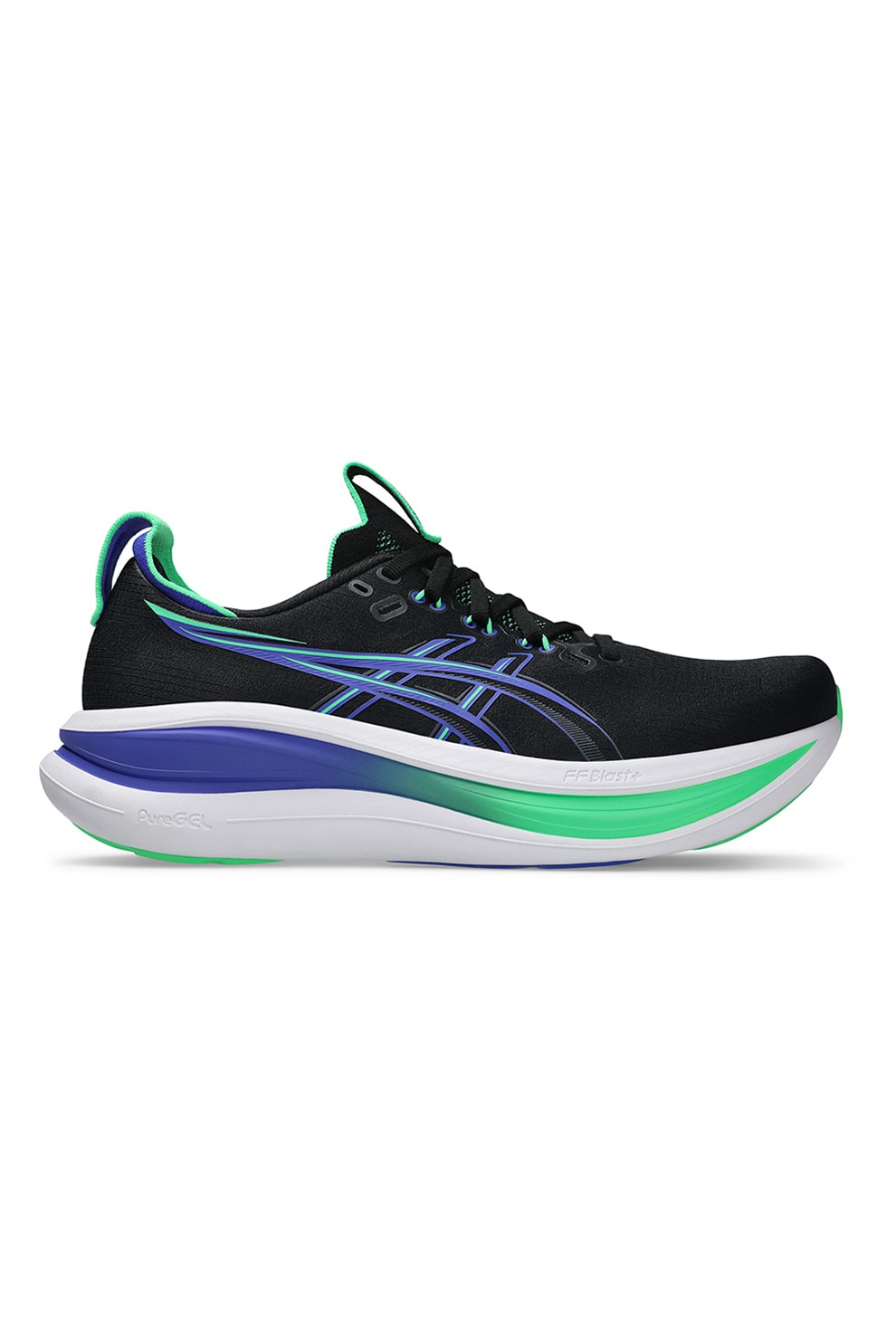 Asics, Pantofi pentru alergare Gel-Nimbus 28, Negru, Albastru indigo, Verde menta, 8