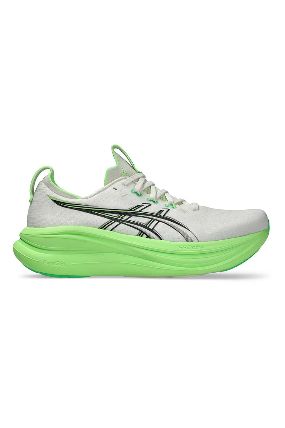 Asics, Pantofi pentru alergare Gel-Nimbus 28, Alb, Negru, Verde menta, 9.5
