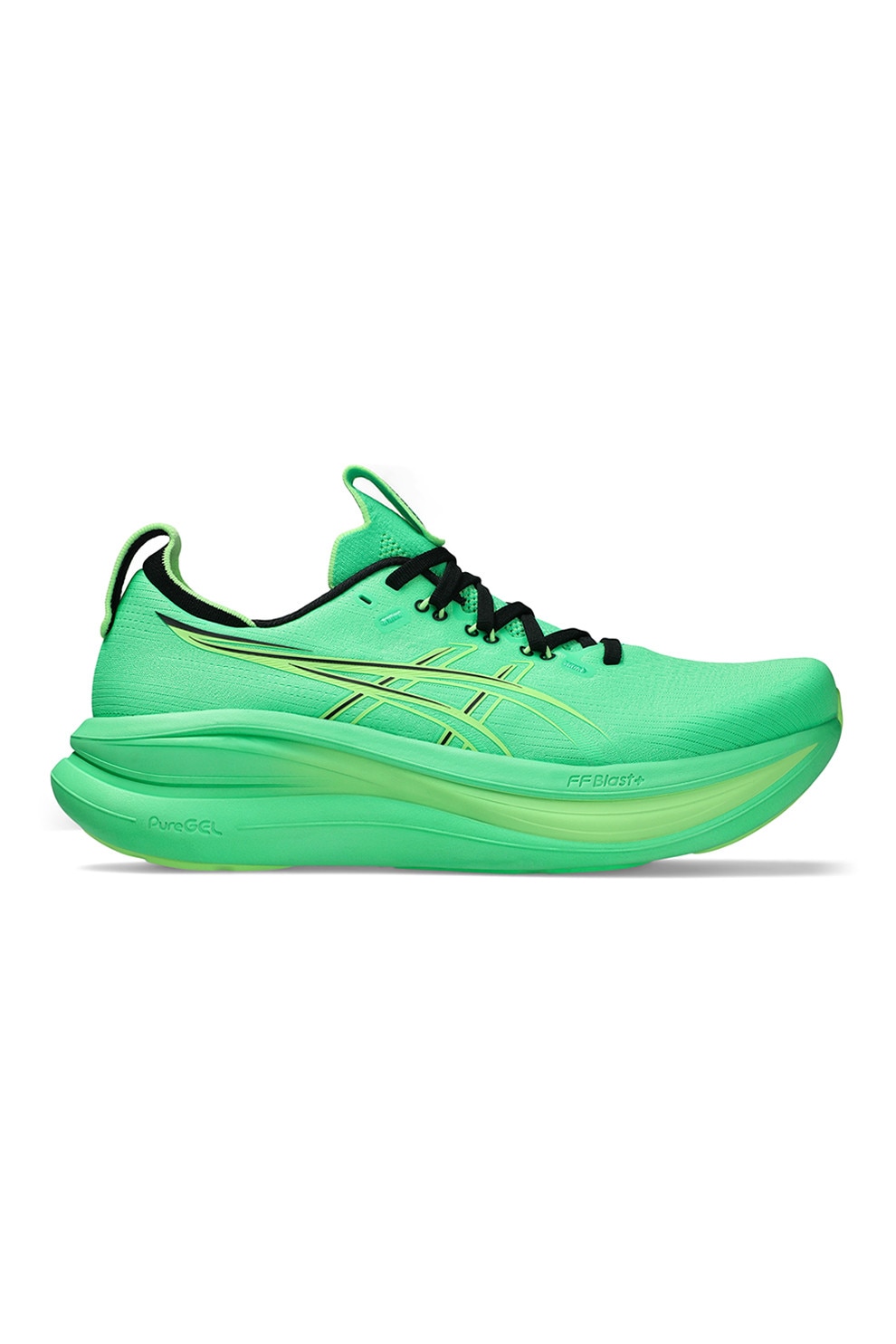 Asics, Pantofi pentru alergare Gel-Nimbus 28, Negru, Verde electric, Verde lime, 8.5