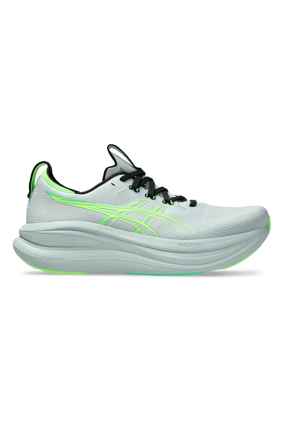 Asics, Pantofi pentru alergare Gel-Nimbus 28, Negru, Gri deschis, Verde lime, 10