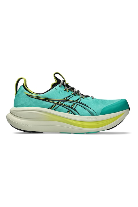 Asics, Pantofi low-cut pentru alergare Gel-Nimbus 28 TR, Negru/Turcoaz/Verde lime