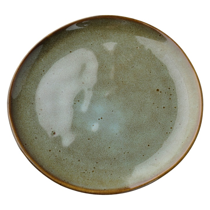 Farfurie desert Mondex, 21x21x2 cm, verde, ceramica