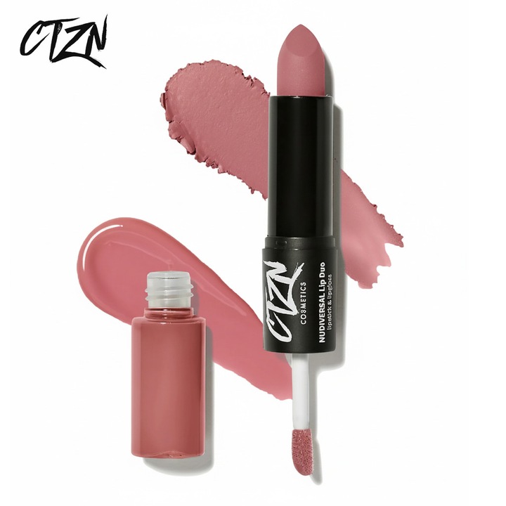 Червило дуо CTZN Nudiversal Lip Duo, Водоустойчиво, Диво мангово масло, Нюд