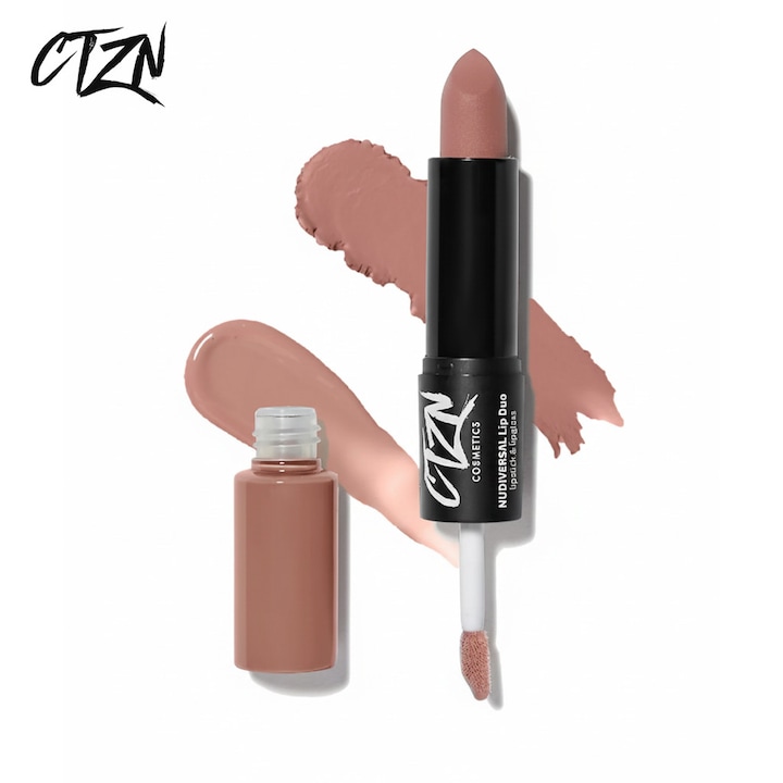 Ruj si creion de buze CTZN, Nudiversal Lip Duo, rezistent la apa, cu unt de mango salbatic, Maldives