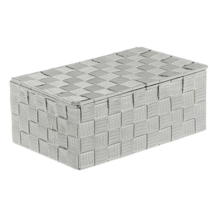 Cutie de depozitare metalica gri cu capac, 27.5×17.5×11 cm – organizator pentru birou, accesorii si obiecte mici