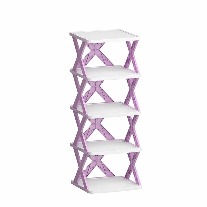 Organizator Pantofi Leski Flippy, 5 Straturi, Modular, Mov, 65.5x24x26cm