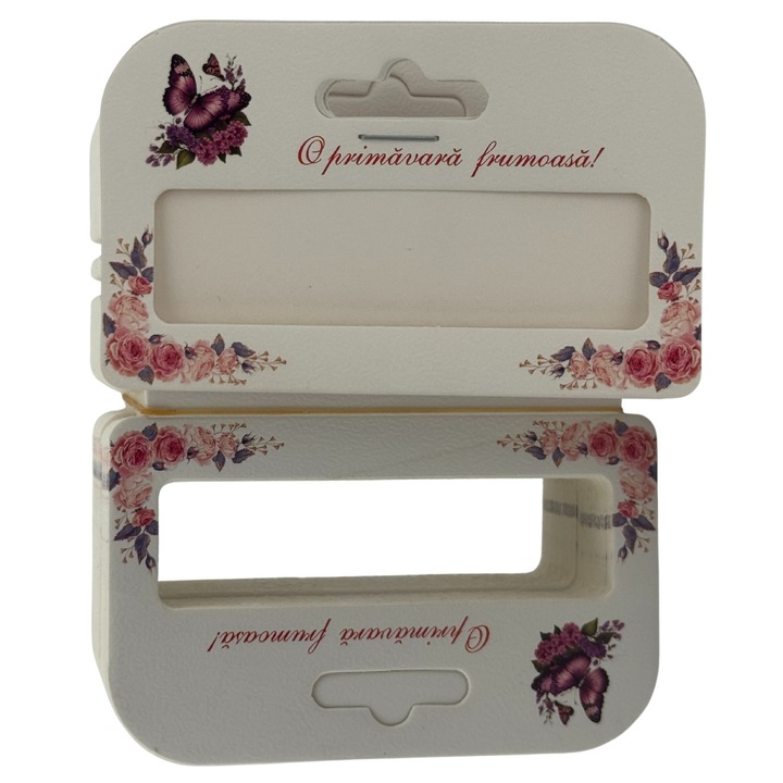 Set 100 Bucati Ambalaje de Carton pentru Martisor, Leski, Cutii Bratara, Model Fluturi Mov