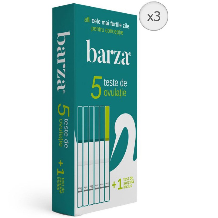 Pachet 3x Teste de Ovulatie Barza 5 buc. + Test de Sarcina Barza 1 buc.