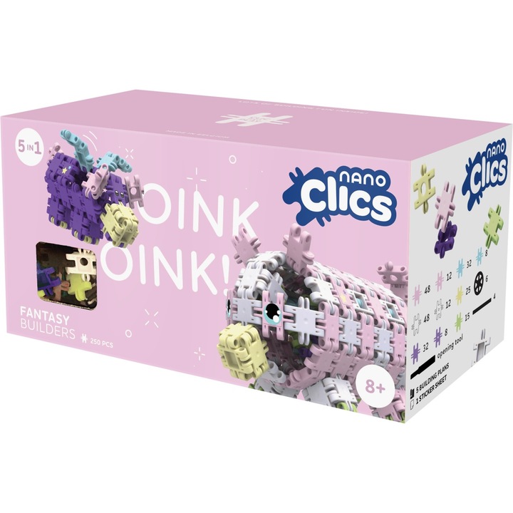 Set educativo de construcție Nano Clics, Clicstoys, 250 piese, multicolor, 8+ ani