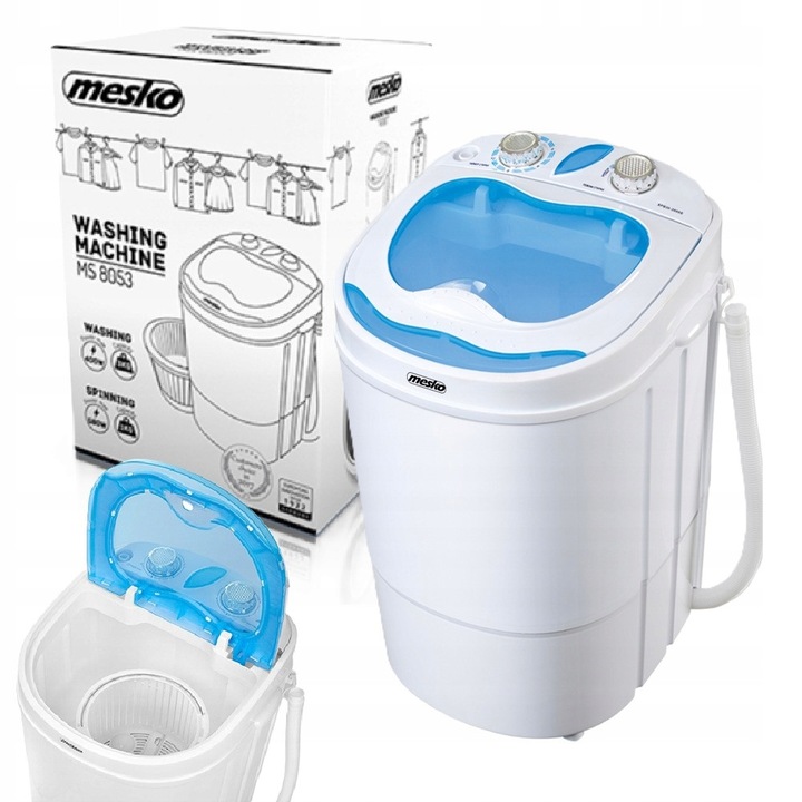 Туристическа перална машина Adler MS8053 3кг, бяла, 360x370x530см, комплект с инструкции