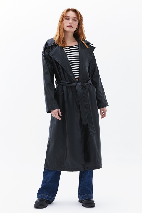 OXXO, Pulover cu decolteu pe un umar si model in dungi, Negru/Alb optic