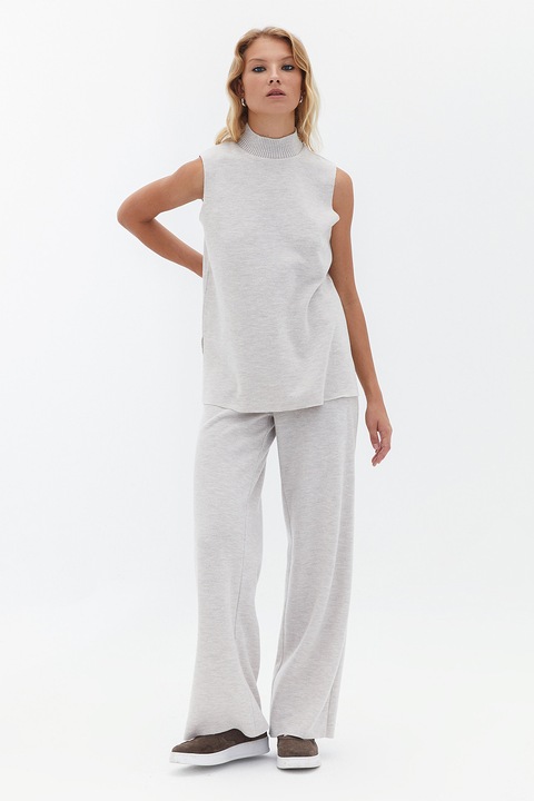 OXXO, Pantaloni cu croiala ampla si talie elastica, Gri deschis melange