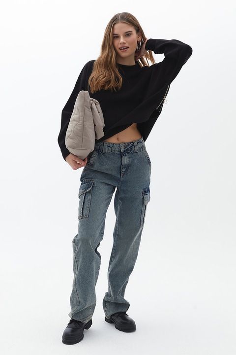 OXXO, Pulover cu fermoar lateral, Negru