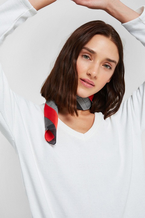 OXXO, Pulover lejer cu decolteu in V, Alb