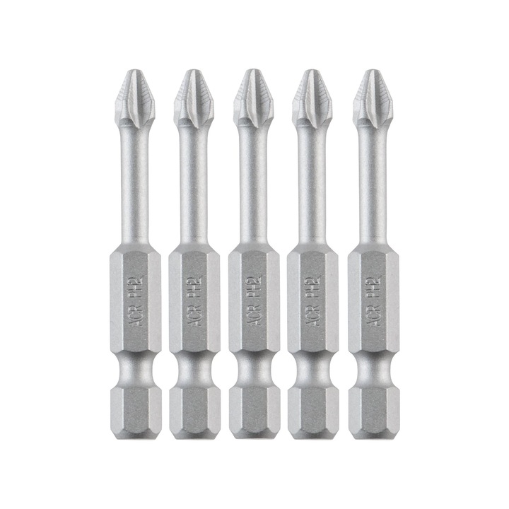 Set 5 biți DeWALT 50mm PH2, oțel rezistent la șocuri, reutilizabili