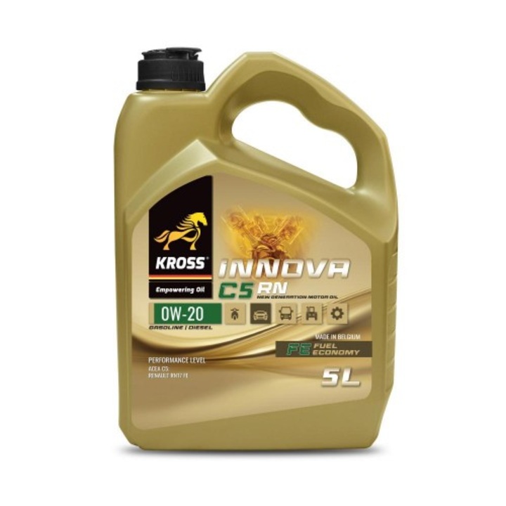 Ulei motor Kross Innova 0W20 C5-RN, 5L, sintetic, pentru motoare benzină și diesel