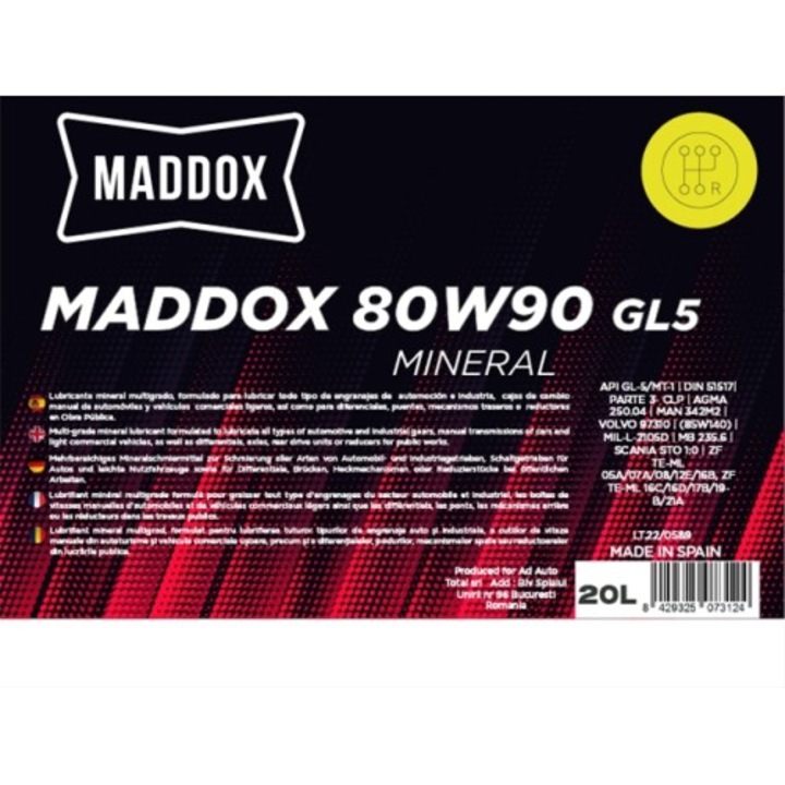 Ulei de motor Maddox 80W90, mineral, 20L