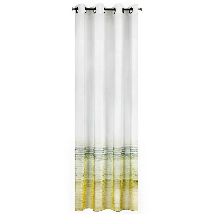 Готова перде с капси 140x250 Аби бяло жълто маслинено нюансирано